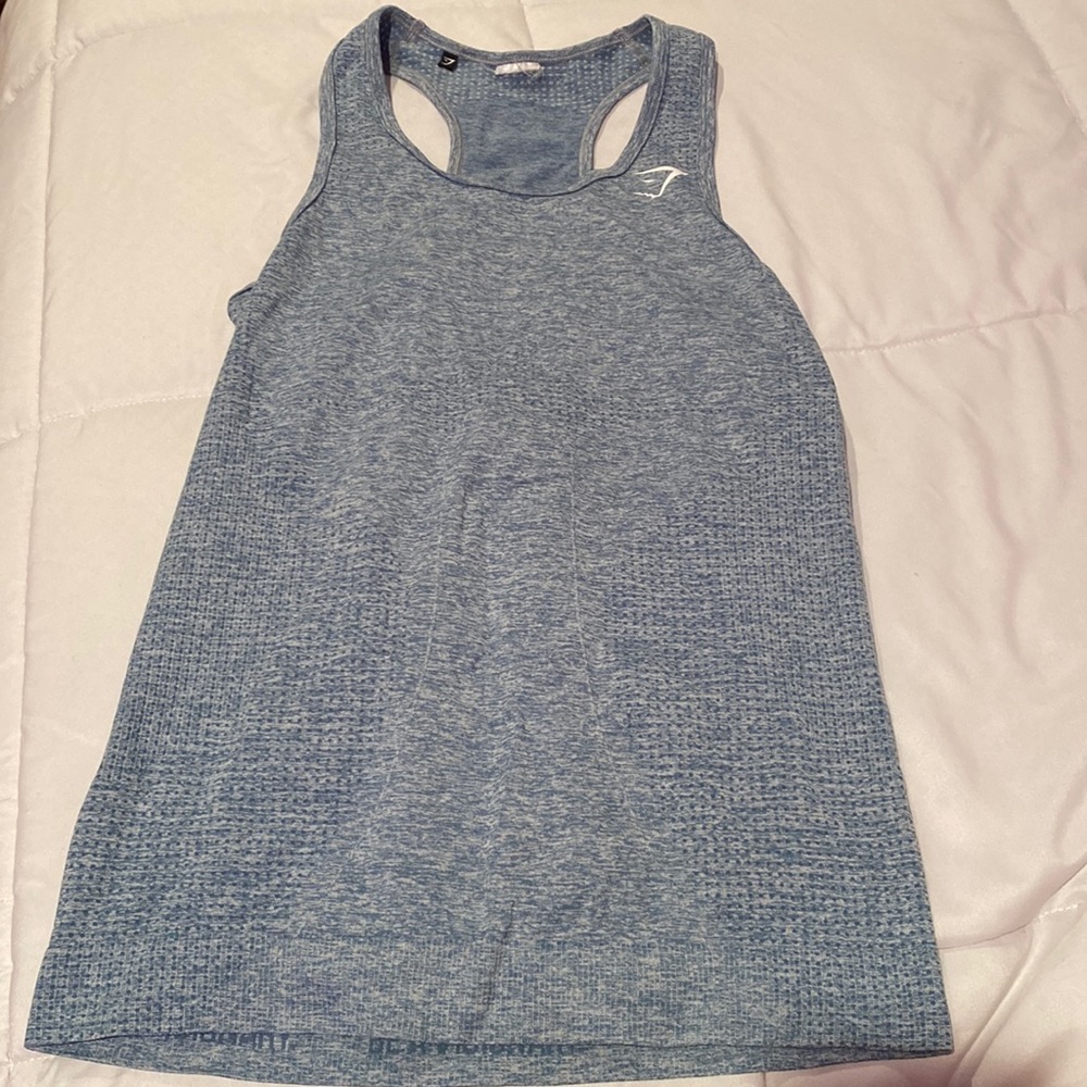 Blue gym shark workout tank top